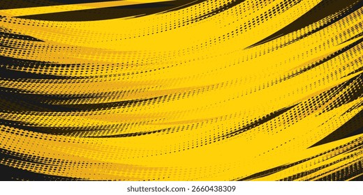 Modelo de design de banner de meio-tom de cor amarela de estilo de linhas de velocidade abstratas.