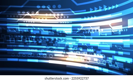 movimiento de velocidad abstracta elemento de alta tecnología con iluminación sobre fondo azul oscuro. concepto de tecnología futurista para diseño gráfico moderno 