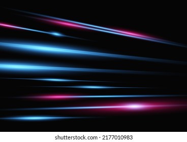 Efecto de la luz de neón de velocidad abstracta en la ilustración del vector de fondo negro