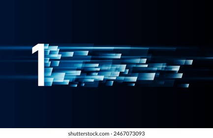 Abstract speed number one movement pattern with shiny glowing blurred line shape, gradient color template Hitech communication concept innovation background,  vector design
