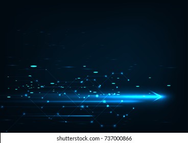 Abstract speed technology concept. with light and stripes motion blur moving fast over dark background.