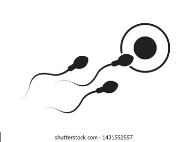 Abstract sperm icon, sperm icon and sperm vector that runs towards the egg. On a white background, competition concept