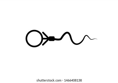 Abstract sperm icon, sperm icon and sperm vector that runs towards the egg. On a white background, competition concept