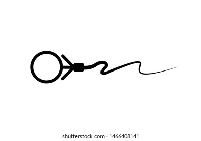 Abstract sperm icon, sperm icon and sperm vector that runs towards the egg. On a white background, competition concept
