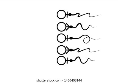 Abstract sperm icon, sperm icon and sperm vector that runs towards the egg. On a white background, competition concept