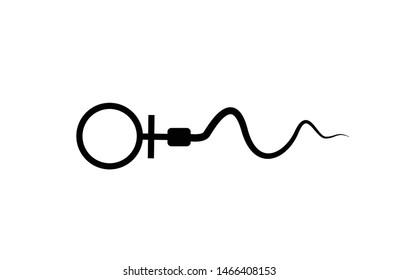 Abstract sperm icon, sperm icon and sperm vector that runs towards the egg. On a white background, competition concept