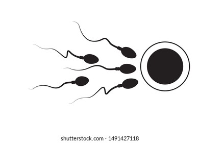 Abstract sperm icon, sperm icon and sperm vector that runs towards the egg. On a white background, competition concept