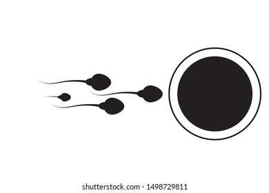 Abstract sperm icon, sperm icon and sperm vector that runs towards the egg. On a white background, competition concept
