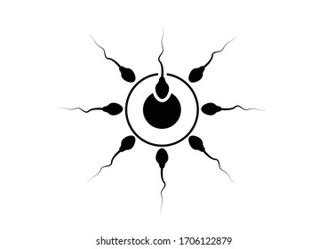Abstract sperm icon, sperm icon and sperm vector that runs towards the egg. On a white background, competition concept