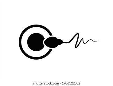 Icono de esperma abstracto, icono de esperma y vector de esperma que corre hacia el huevo. En un contexto blanco, concepto de competencia