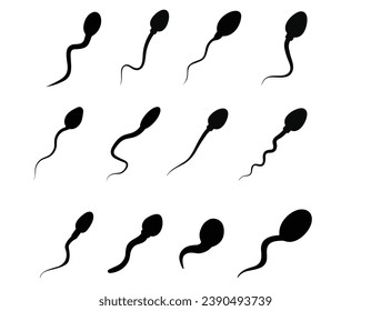 Abstract sperm icon, sperm icon, and sperm vector that runs towards the egg. On a white background, the competition concept