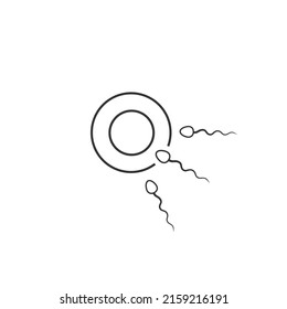 Icono de la línea de esperma abstracta, icono de esperma y vector de esperma que va hacia el signo plano de huevo