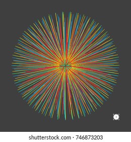 Abstract sphere. Array with dynamic particles. Modern science and technology element. Vector illustration.