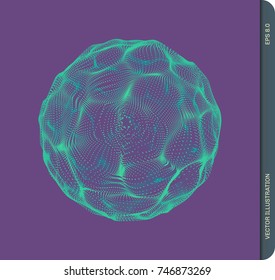 Abstract sphere. Array with dynamic particles. Modern science and technology element. Vector illustration.