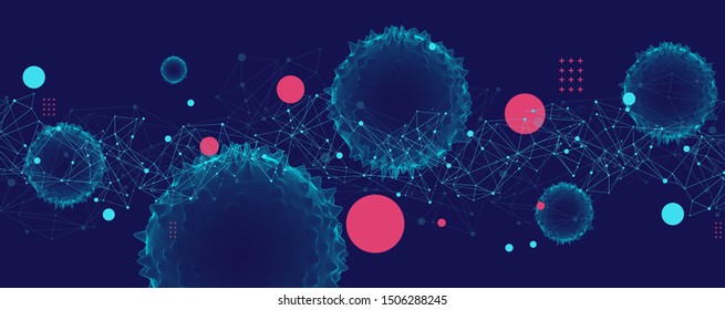 Abstract sphere background with plexus effect. 3D surface.