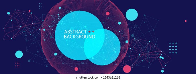 Abstract Sphere Background With Plexus Effect. 3D Surface.