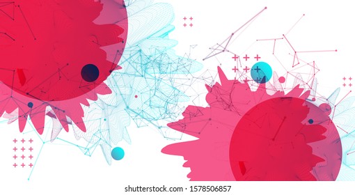 Abstract sphere background with plexus effect. 3D surface.