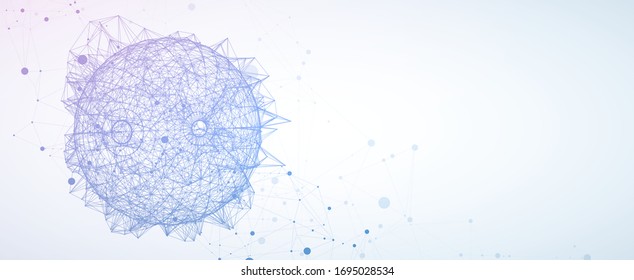 Abstract sphere background with plexus effect. 3D surface.