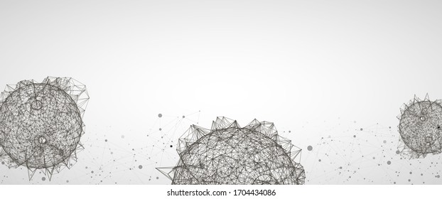 Abstract sphere background with plexus effect. 3D surface.