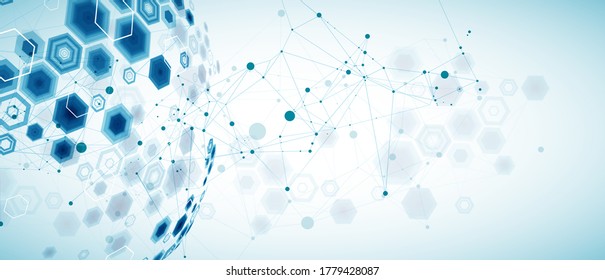 Abstract sphere background with plexus effect. 3D surface.