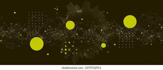 Abstract sphere background with plexus effect. 3D surface. Vector