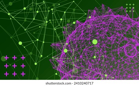 Abstract sphere background with plexus effect. 3D surface. Hand drawn vector.
