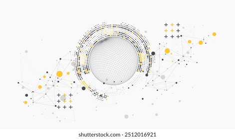 Fondo de esfera Abstractas con efecto plexo. 3D superficie. Ilustración vectorial.