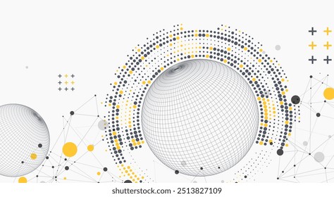 Fondo de esfera Abstractas con efecto plexo. 3D superficie. Ilustración vectorial.