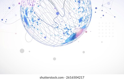 Abstract sphere background with plexus effect. 3D surface. Vector illustration.