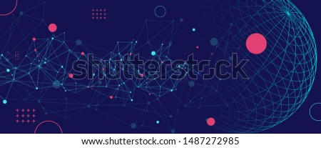 Abstract sphere background with plexus effect. 3D surface.