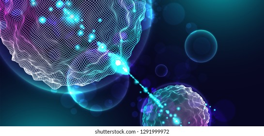 Abstract sphere background with waves. 3D surface. 