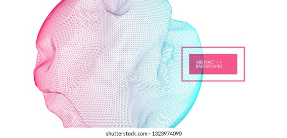 Abstract sphere background with waves. 3D surface. 