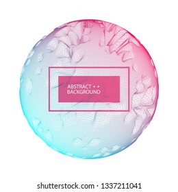 Abstract sphere background with waves. 3D surface. 
