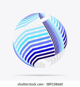 Abstract sphere with blue lines. Illustration vector design.