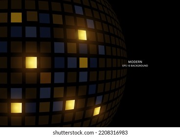 Abstract sphere with bright light boxes, vector illustration