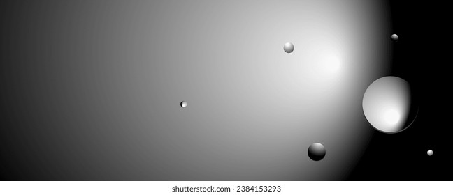 Esfera abstracta y círculo en el fondo cósmico blanco y negro