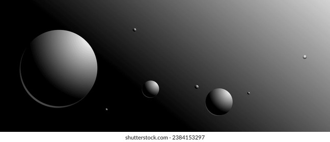 Abstract sphere and circle in the black and white cosmic background