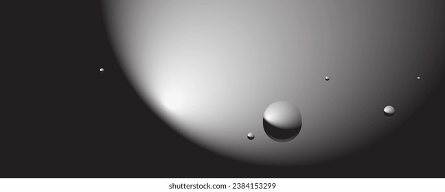 Abstract sphere and circle in the black and white cosmic background