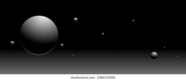 Abstract sphere and circle in the black and white cosmic background