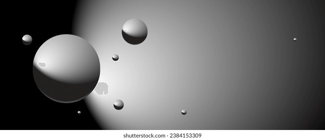 Abstract sphere and circle in the black and white cosmic background