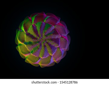 Abstract sphere of color grid. Futuristic technology spherical polygonal. Vector illustration.