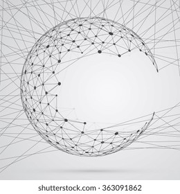 Abstract sphere of compounds with points. Global network connections