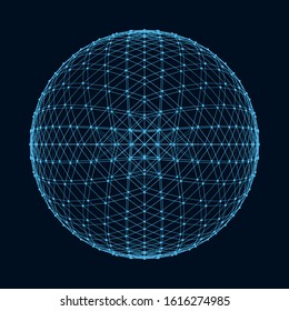  Abstract sphere with connected lines and dots. Vector Illustration.