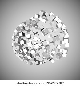 abstract sphere consist of cubes. vector background. sphere explosion. sphere concept. 
many cubes composed into a composition.