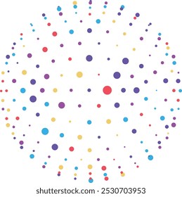 Esfera Abstractas que consiste en puntos coloridos de varios tamaños sobre un fondo blanco. Ilustración vectorial