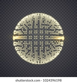 Abstract sphere consisting of points. Technology image of globe. Illustration isolated on transparent background. Graphic concept for your design