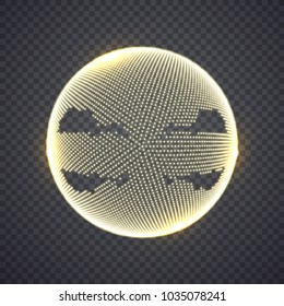 Abstract sphere consisting of points. Technology image of globe. Illustration isolated on transparent background. Graphic concept for your design