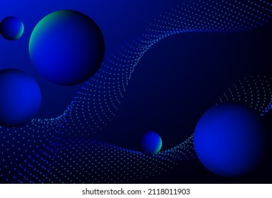 abstract sphere with dot curve in navyblue background use for technology , company product advertisment , content creator vector eps.