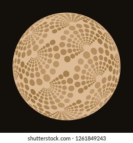 abstract sphere with dots fans pattern in gold ivory on black