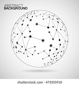 Abstract sphere from dots and lines, network connections. Futuristic technology style